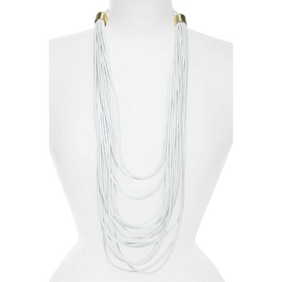 AREA STARS Susanna multi strand rope cord layered statement necklace white NEW - Picture 5 of 5